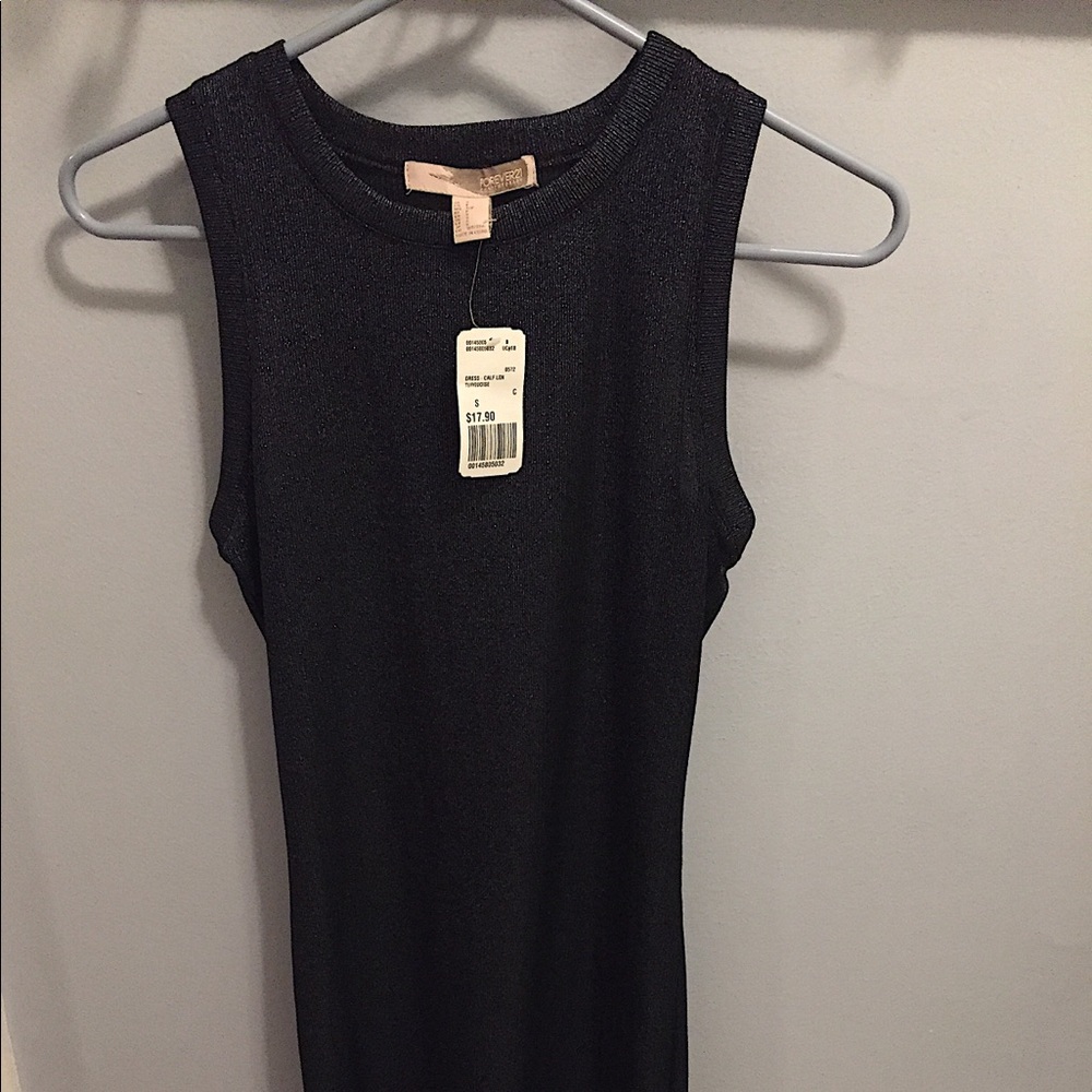 Forever 21 midi small navy metallic glitter dress